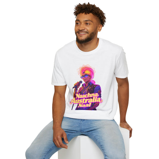 Neon Punjabi T-Shirt with 'Naachna Australia Naal' Design