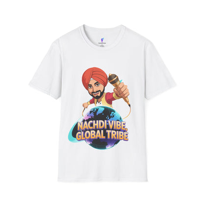 T-Shirt Anime Punjabi Character Glowing Mic Nachdi Vibe Global Tribe