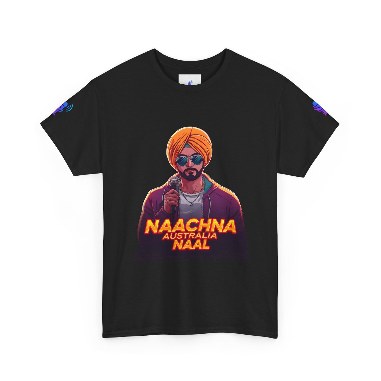 T-Shirt - Anime Punjabi Singer Neon Turban Mic Cyberpunk Stage Lights