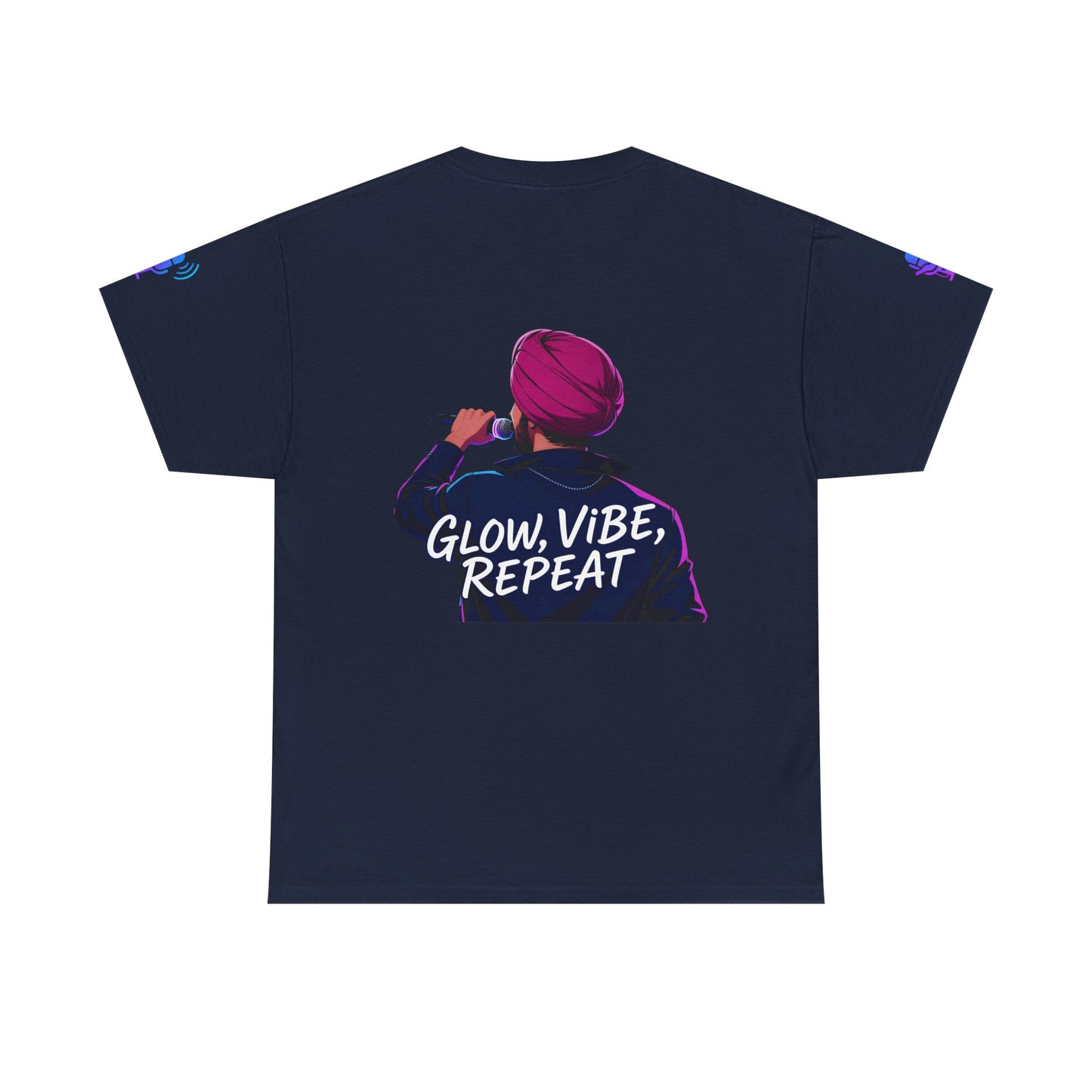 Anime Punjabi Singer Tee - Glow Vibe Repeat Neon Font Shirt