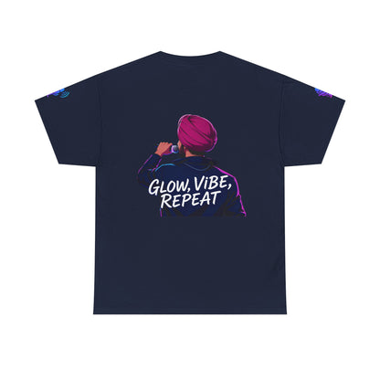 Anime Punjabi Singer Tee - Glow Vibe Repeat Neon Font Shirt