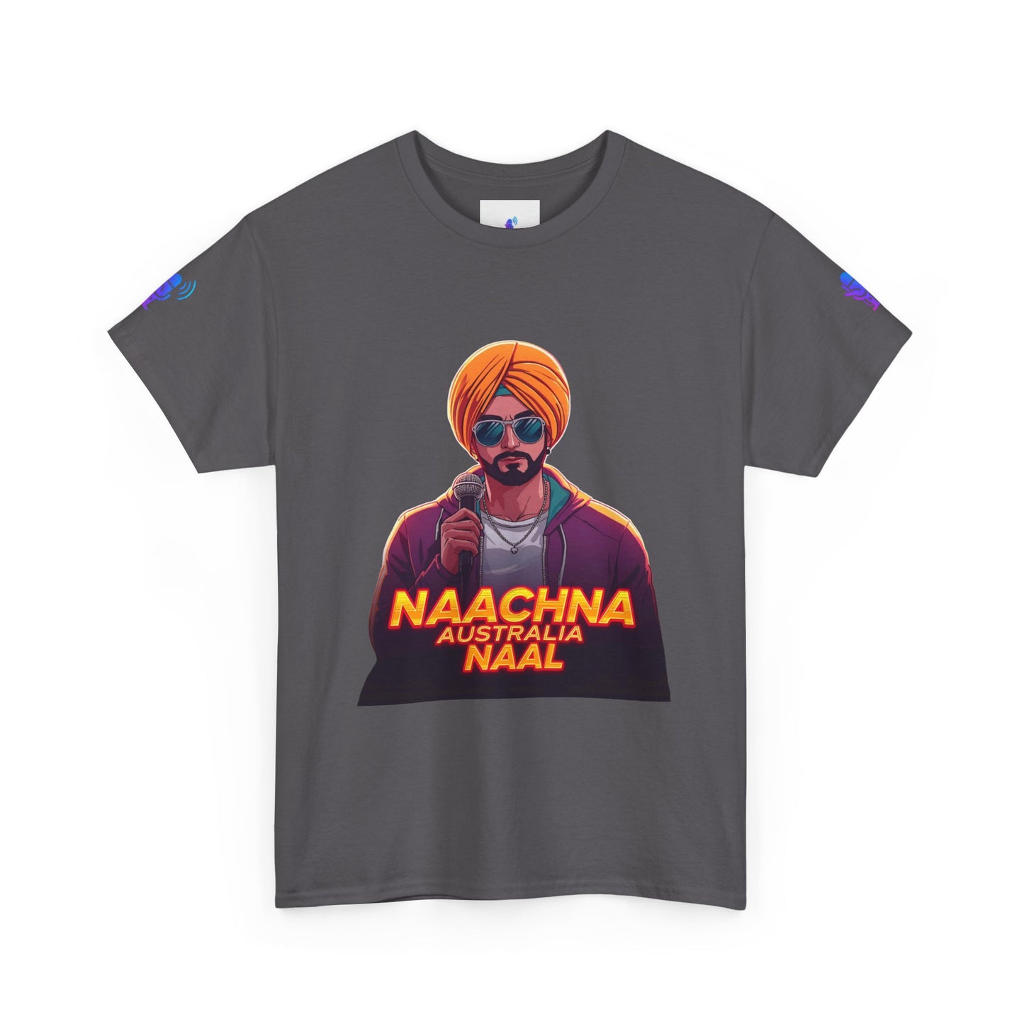 T-Shirt - Anime Punjabi Singer Neon Turban Mic Cyberpunk Stage Lights