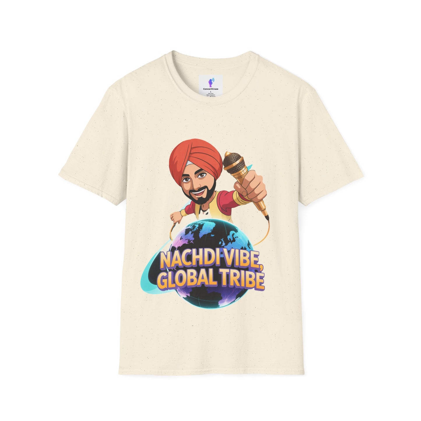 T-Shirt Anime Punjabi Character Glowing Mic Nachdi Vibe Global Tribe