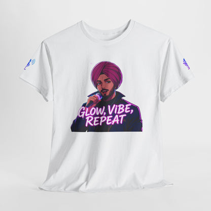 Anime Punjabi Singer Tee - Glow Vibe Repeat Neon Font Shirt