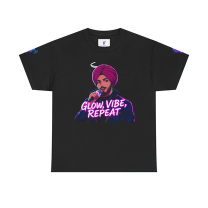 Anime Punjabi Singer Tee - Glow Vibe Repeat Neon Font Shirt