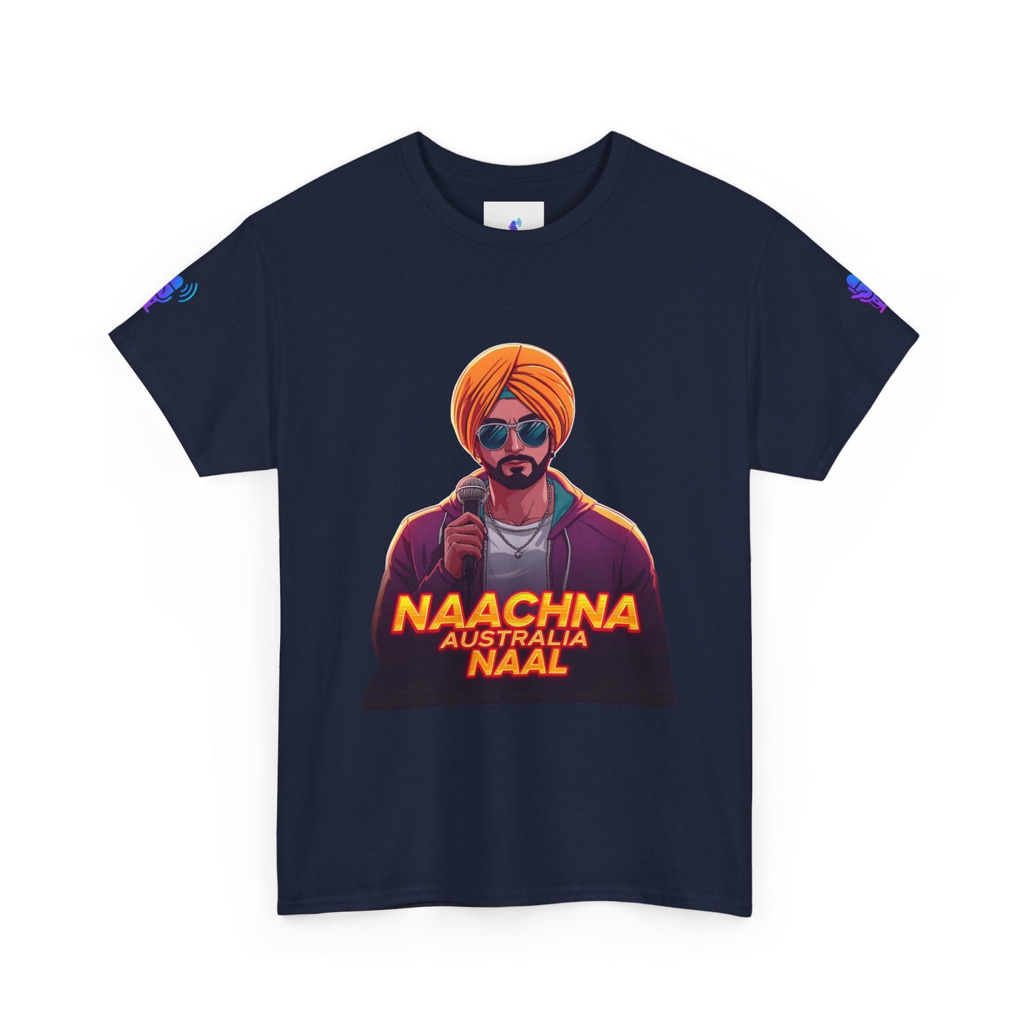T-Shirt - Anime Punjabi Singer Neon Turban Mic Cyberpunk Stage Lights