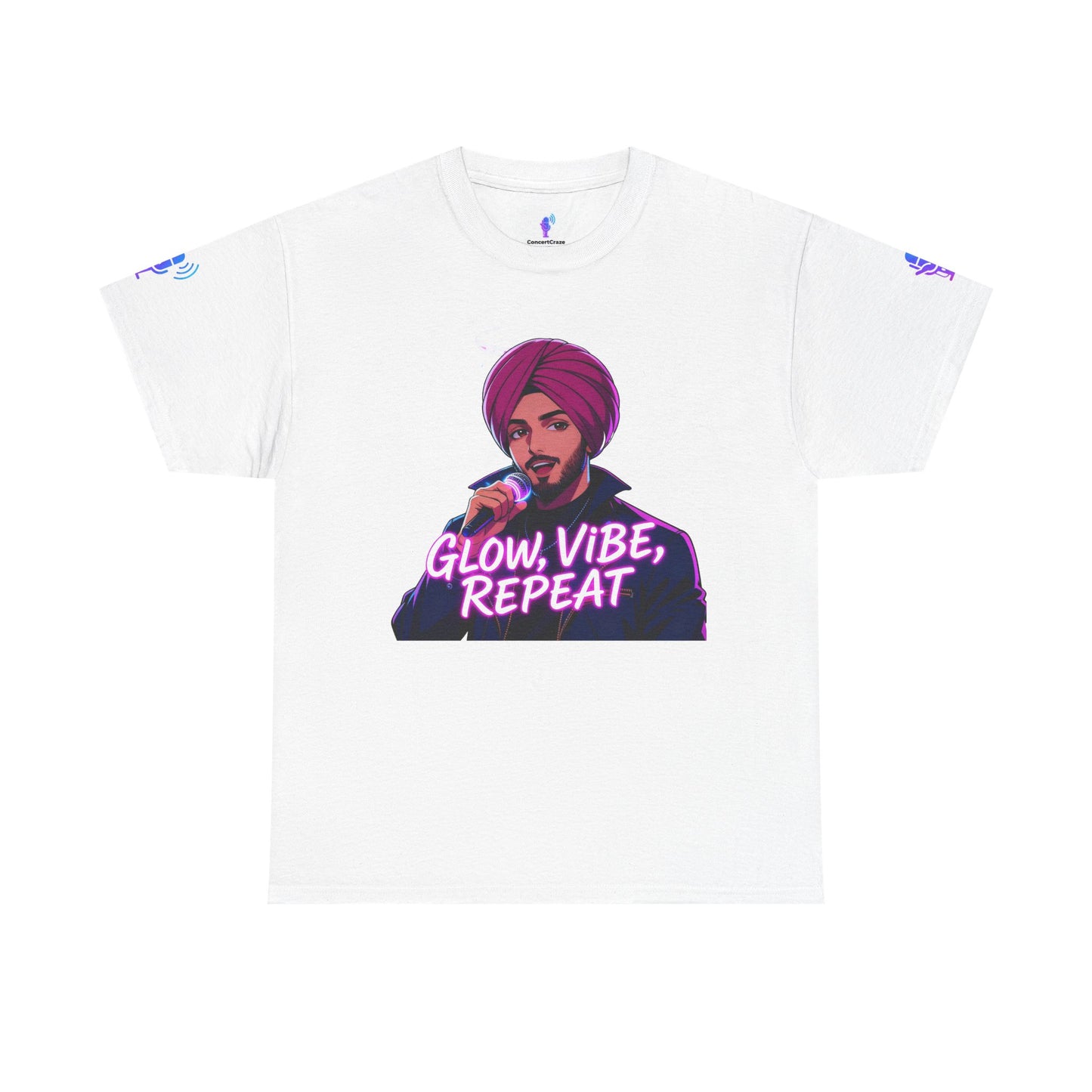 Anime Punjabi Singer Tee - Glow Vibe Repeat Neon Font Shirt