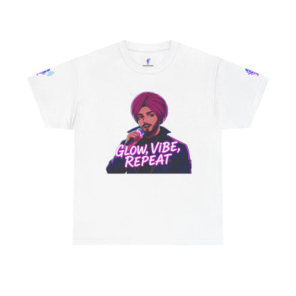 Anime Punjabi Singer Tee - Glow Vibe Repeat Neon Font Shirt