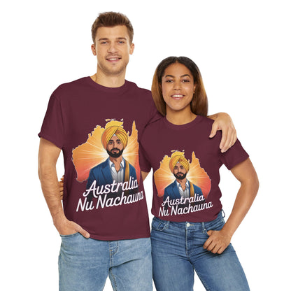 T-Shirt Anime Style Punjabi Singer Australia Map Neon Font Tee