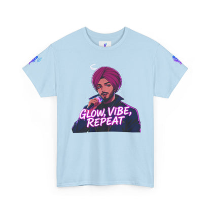 Anime Punjabi Singer Tee - Glow Vibe Repeat Neon Font Shirt