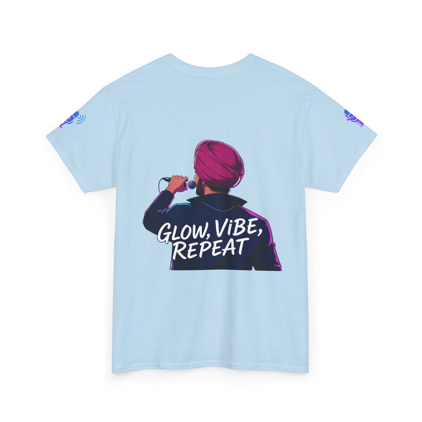 Anime Punjabi Singer Tee - Glow Vibe Repeat Neon Font Shirt