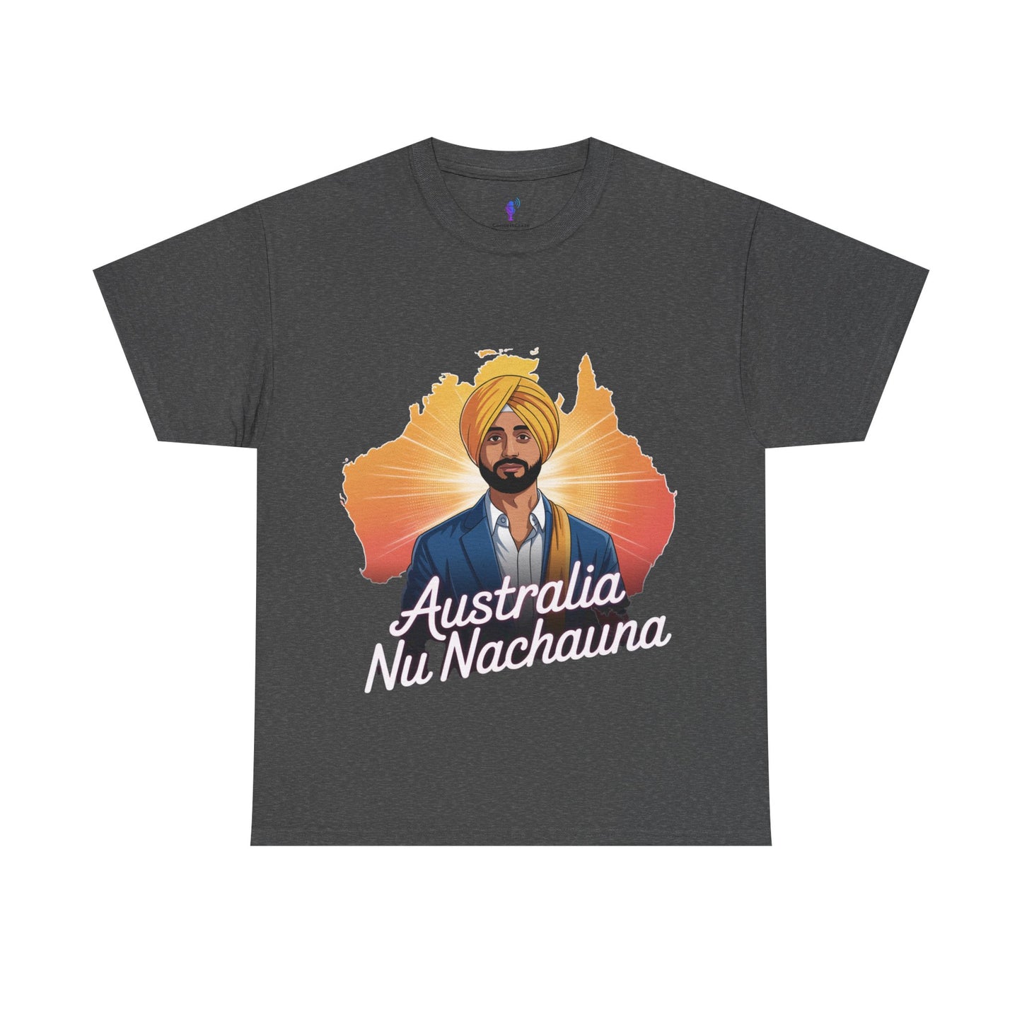 T-Shirt Anime Style Punjabi Singer Australia Map Neon Font Tee