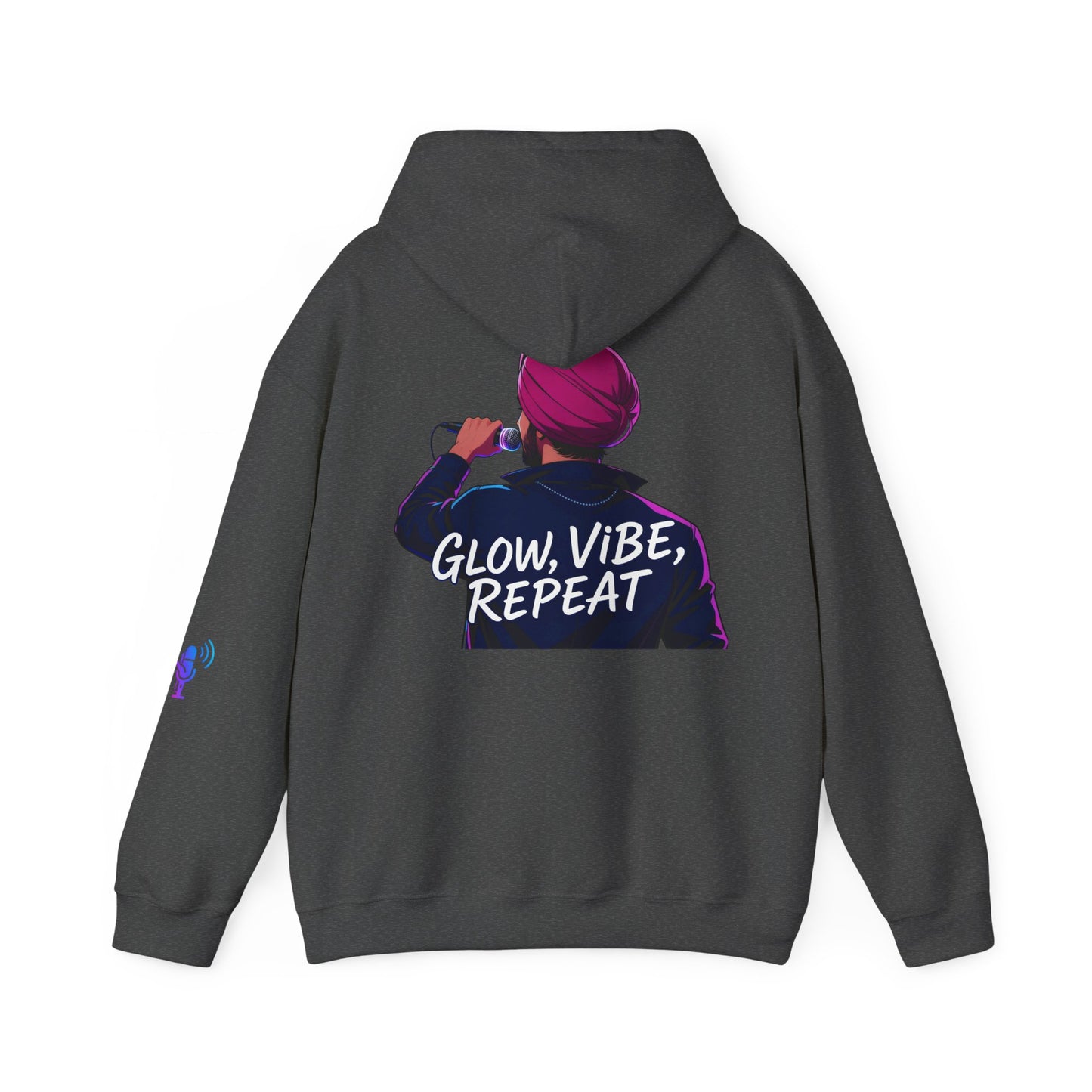 Glow Vibe Repeat Hoodie, Trendy Unisex Sweatshirt, Casual Streetwear, Gift for Music Lovers, Fun Fashion for All Occasions