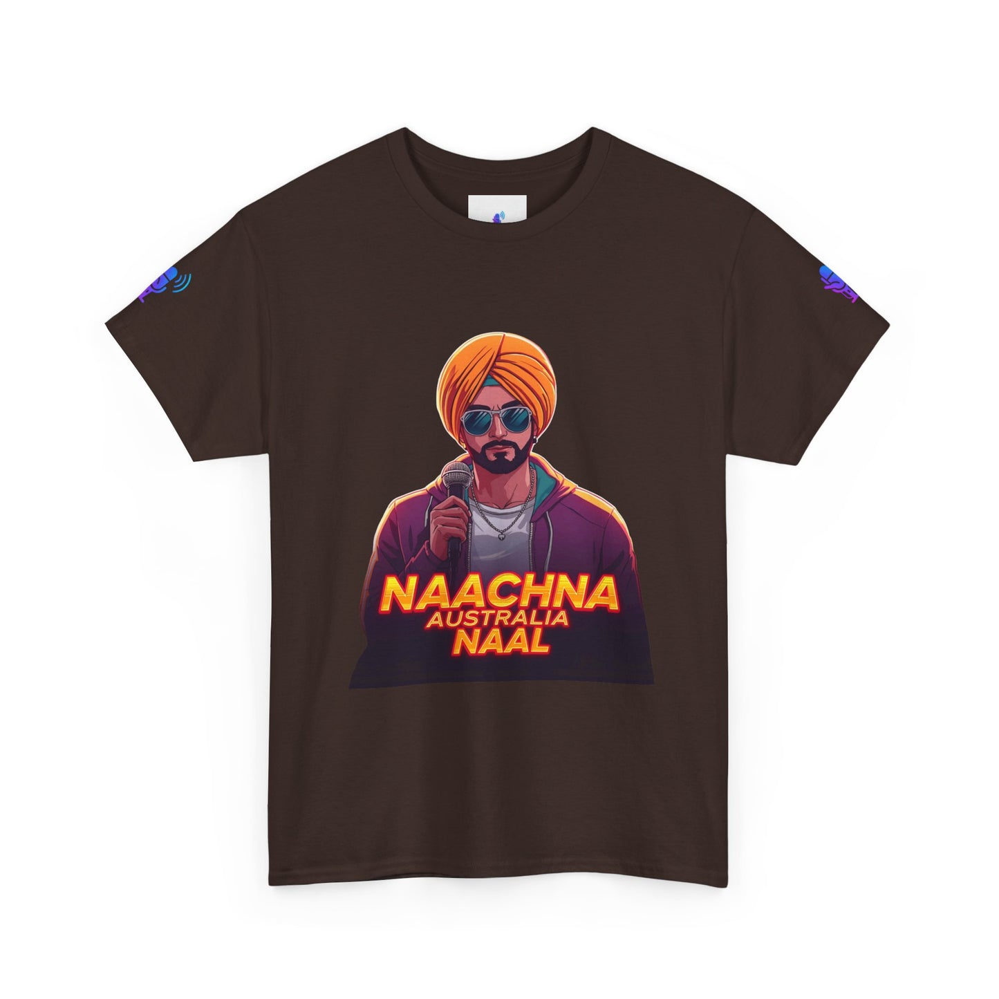 T-Shirt - Anime Punjabi Singer Neon Turban Mic Cyberpunk Stage Lights