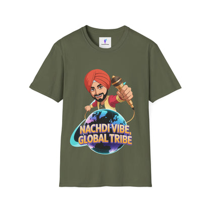 T-Shirt Anime Punjabi Character Glowing Mic Nachdi Vibe Global Tribe