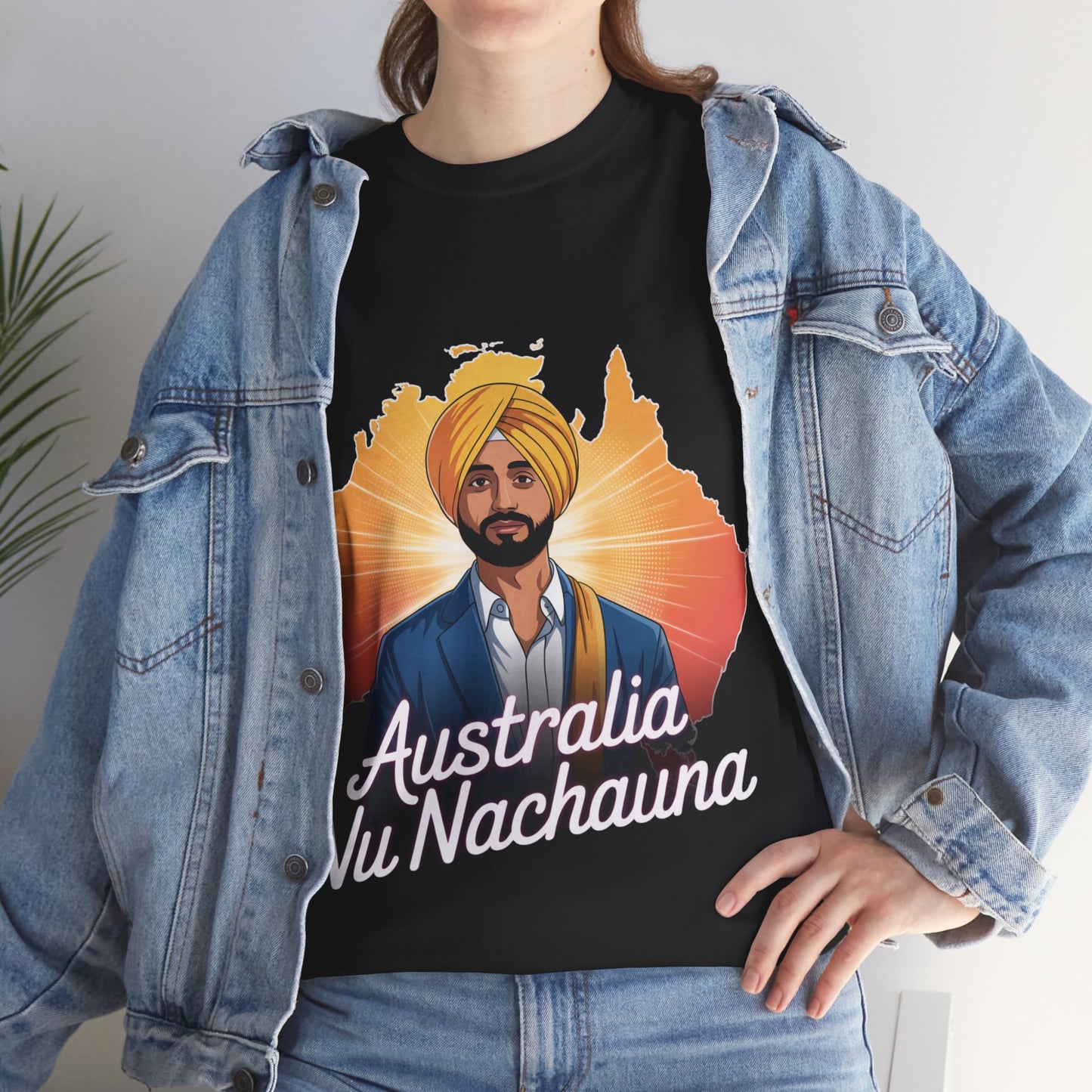T-Shirt Anime Style Punjabi Singer Australia Map Neon Font Tee