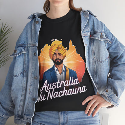 T-Shirt Anime Style Punjabi Singer Australia Map Neon Font Tee