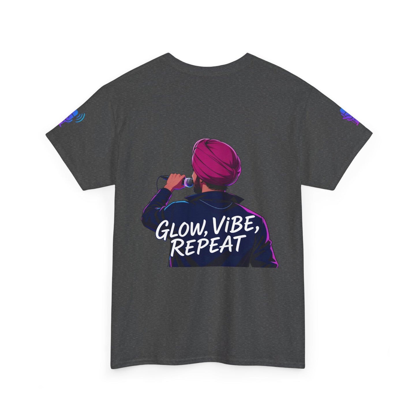 Anime Punjabi Singer Tee - Glow Vibe Repeat Neon Font Shirt