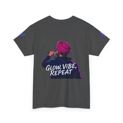 Anime Punjabi Singer Tee - Glow Vibe Repeat Neon Font Shirt