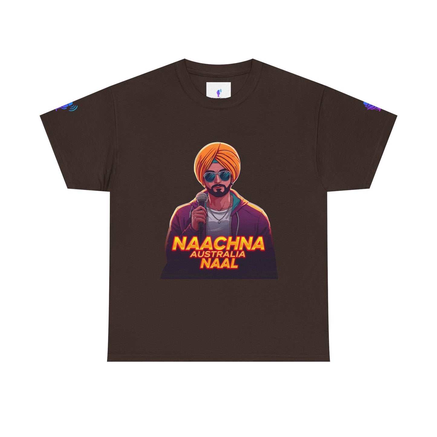 T-Shirt - Anime Punjabi Singer Neon Turban Mic Cyberpunk Stage Lights