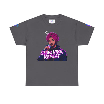 Anime Punjabi Singer Tee - Glow Vibe Repeat Neon Font Shirt