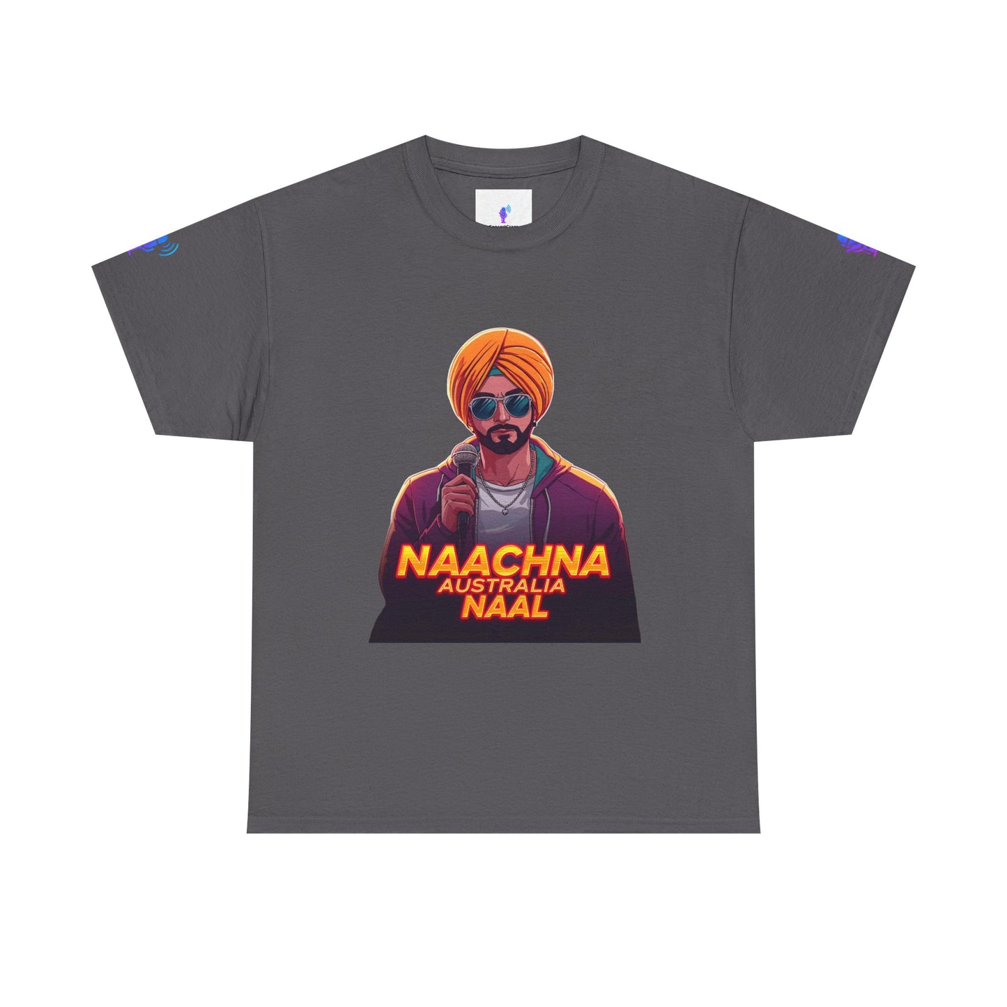T-Shirt - Anime Punjabi Singer Neon Turban Mic Cyberpunk Stage Lights