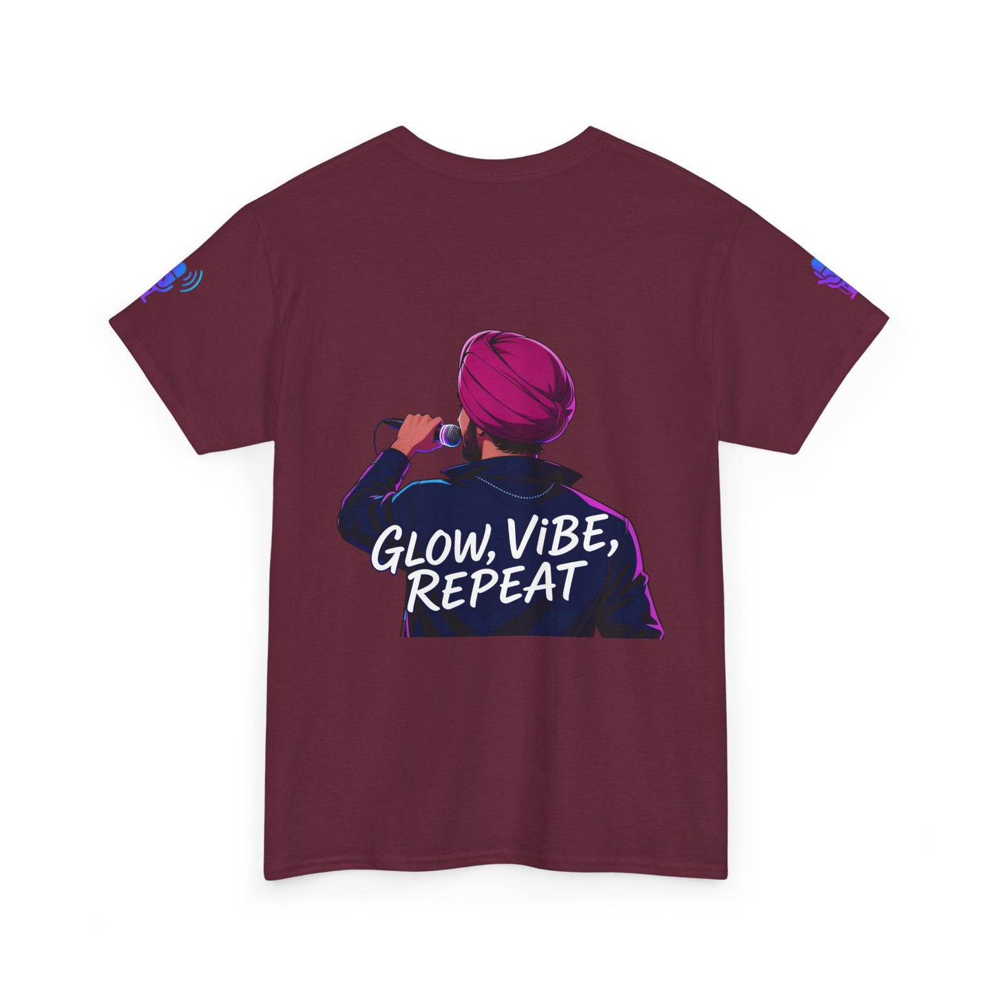 Anime Punjabi Singer Tee - Glow Vibe Repeat Neon Font Shirt
