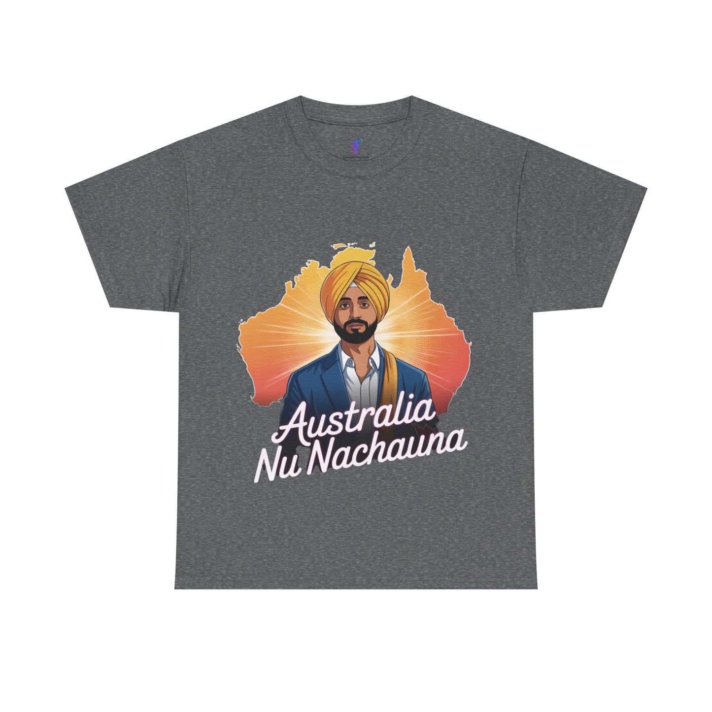 T-Shirt Anime Style Punjabi Singer Australia Map Neon Font Tee