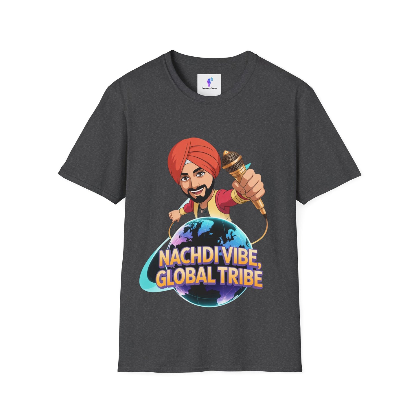 T-Shirt Anime Punjabi Character Glowing Mic Nachdi Vibe Global Tribe