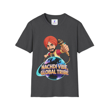 T-Shirt Anime Punjabi Character Glowing Mic Nachdi Vibe Global Tribe