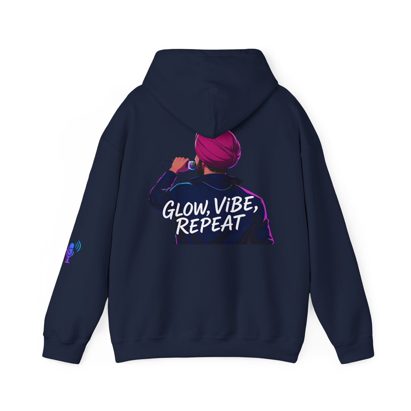 Glow Vibe Repeat Hoodie, Trendy Unisex Sweatshirt, Casual Streetwear, Gift for Music Lovers, Fun Fashion for All Occasions