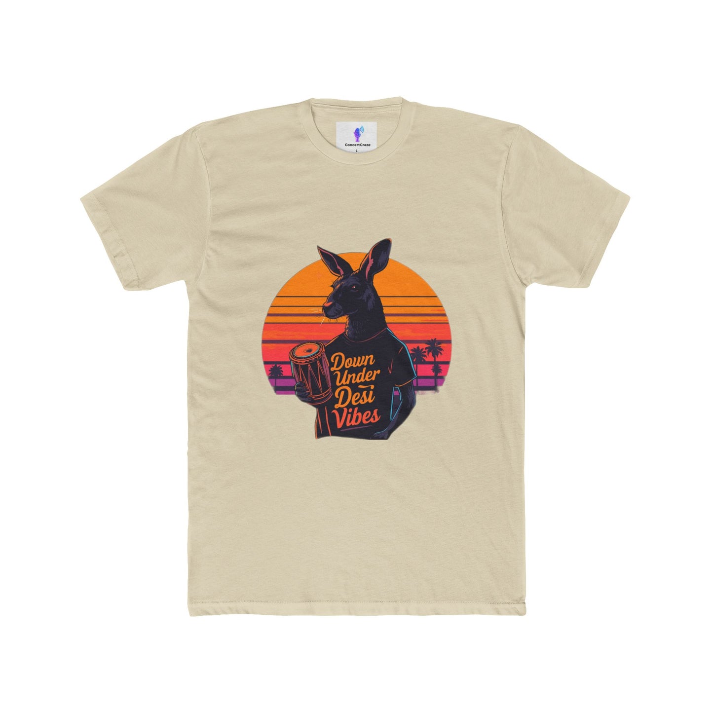 Crew Tee with &quot;Down Under Desi Vibe&quot; Kangaroo Design