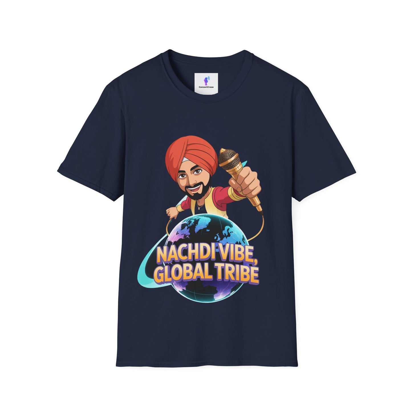 T-Shirt Anime Punjabi Character Glowing Mic Nachdi Vibe Global Tribe