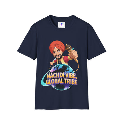 T-Shirt Anime Punjabi Character Glowing Mic Nachdi Vibe Global Tribe