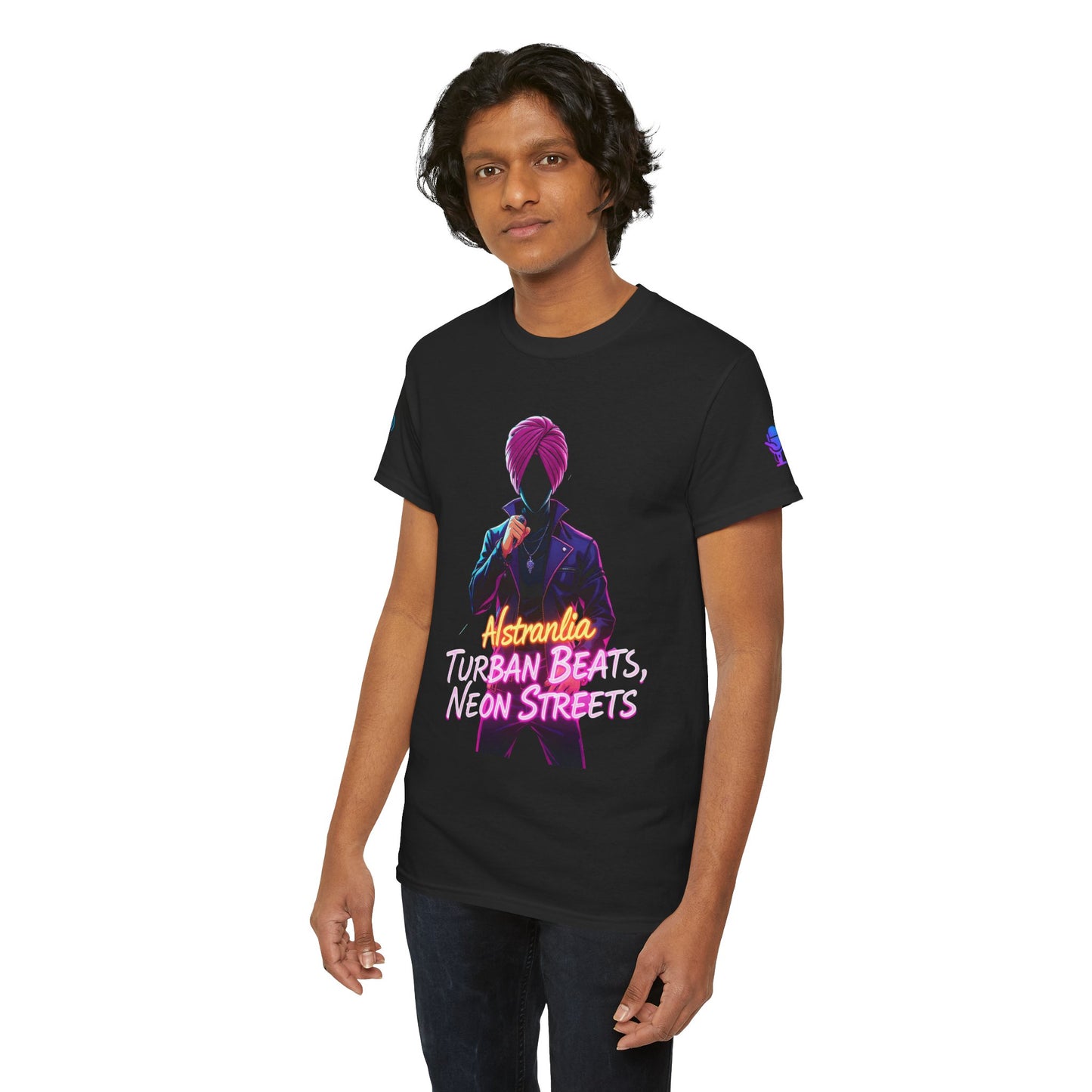 Punjabi Performer Tee with Neon Turban Aura