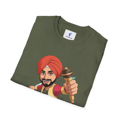 T-Shirt Anime Punjabi Character Glowing Mic Nachdi Vibe Global Tribe