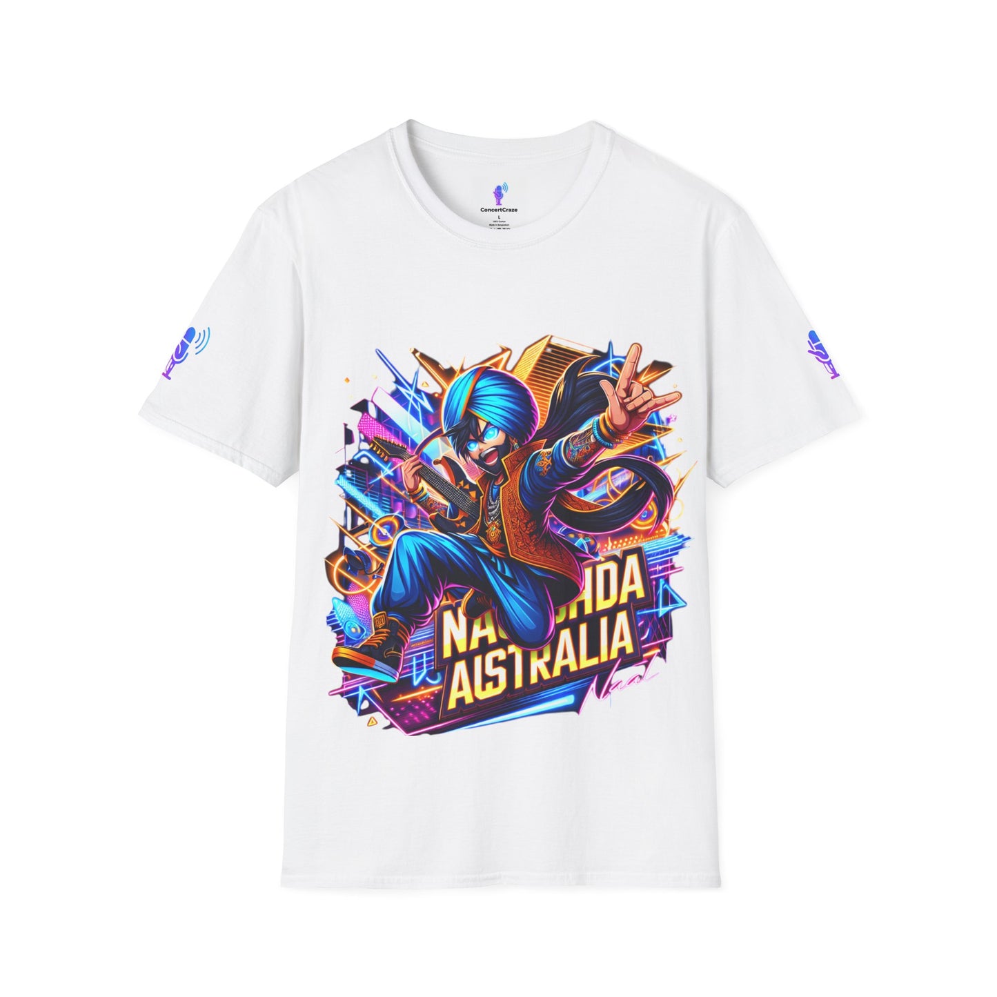 T-Shirt Anime Punjabi Rockstar Nachda Australia Naal Neon Lights