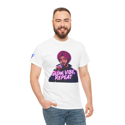 Anime Punjabi Singer Tee - Glow Vibe Repeat Neon Font Shirt