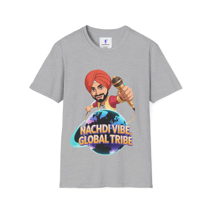 T-Shirt Anime Punjabi Character Glowing Mic Nachdi Vibe Global Tribe