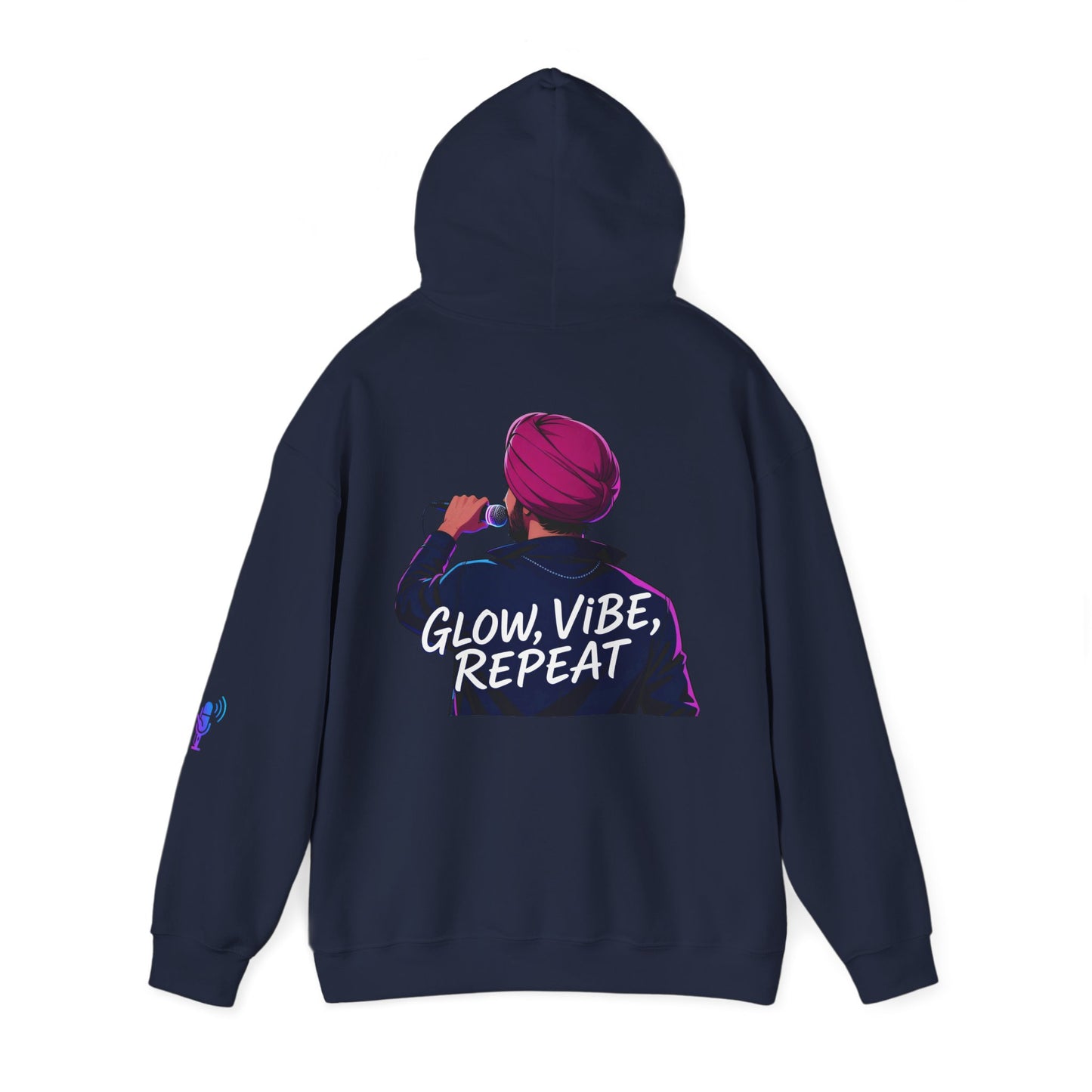 Glow Vibe Repeat Hoodie, Trendy Unisex Sweatshirt, Casual Streetwear, Gift for Music Lovers, Fun Fashion for All Occasions