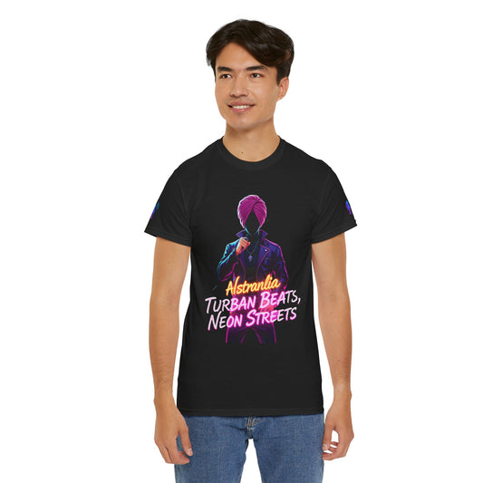 Punjabi Performer Tee with Neon Turban Aura