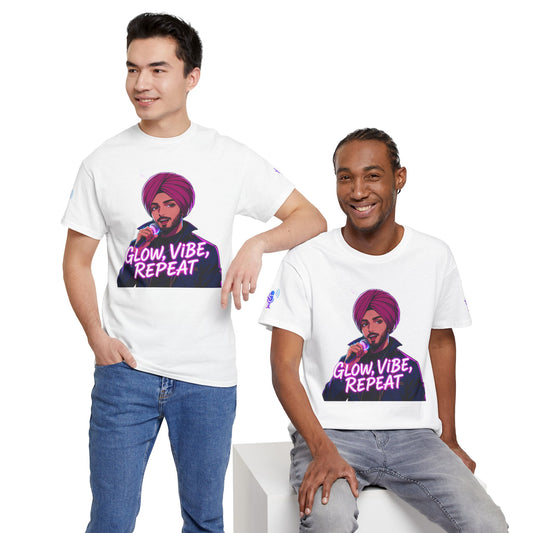 Anime Punjabi Singer Tee - Glow Vibe Repeat Neon Font Shirt