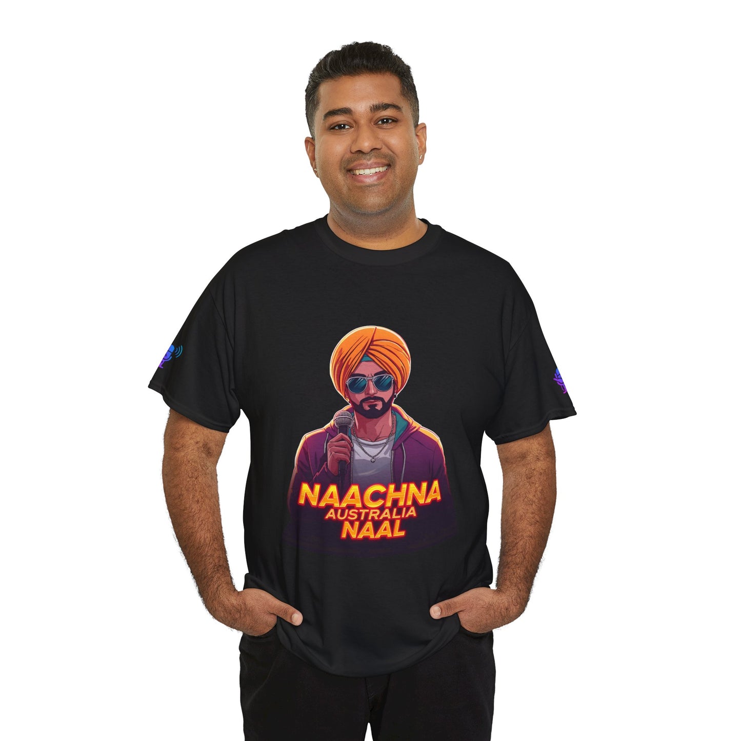 T-Shirt - Anime Punjabi Singer Neon Turban Mic Cyberpunk Stage Lights