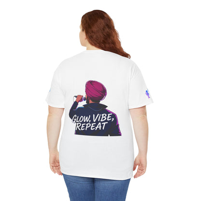 Anime Punjabi Singer Tee - Glow Vibe Repeat Neon Font Shirt