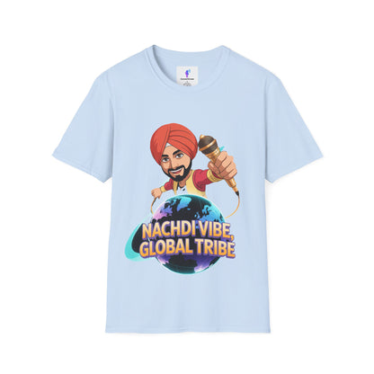 T-Shirt Anime Punjabi Character Glowing Mic Nachdi Vibe Global Tribe