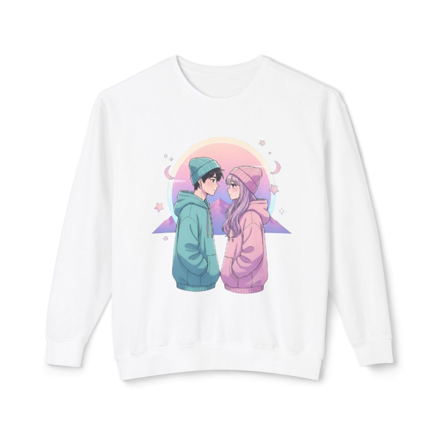 Couples Love Graphic Sweatshirt - Unisex Lightweight Crewneck