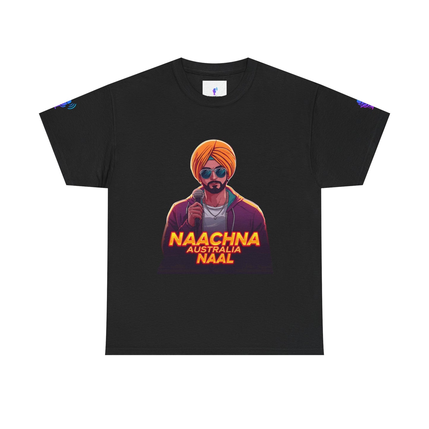 T-Shirt - Anime Punjabi Singer Neon Turban Mic Cyberpunk Stage Lights