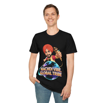 T-Shirt Anime Punjabi Character Glowing Mic Nachdi Vibe Global Tribe