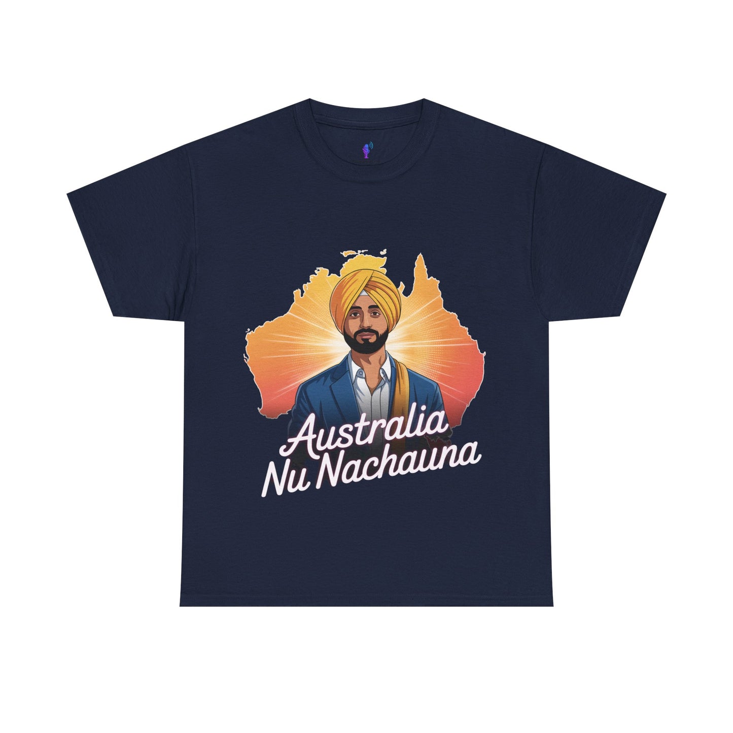 T-Shirt Anime Style Punjabi Singer Australia Map Neon Font Tee