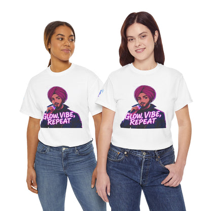 Anime Punjabi Singer Tee - Glow Vibe Repeat Neon Font Shirt